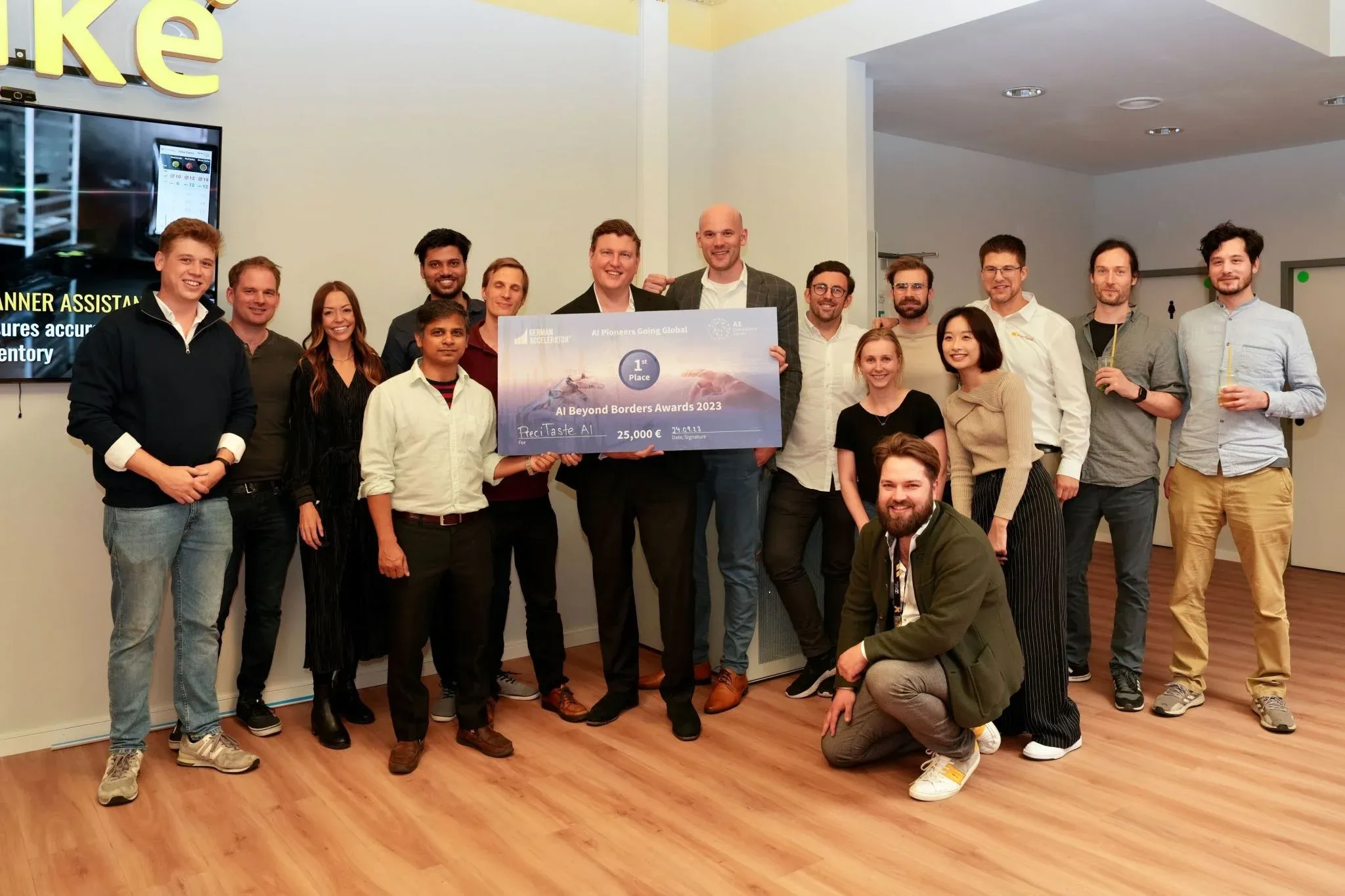 PreciTaste team celebrating AI Beyond Borders win