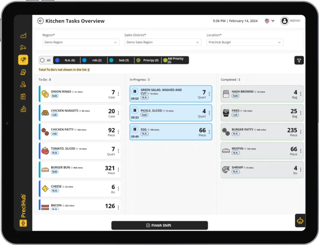 Burger kitchen management UI