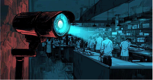 Screenshot of computer vision identifying items in a restaurant kitchen