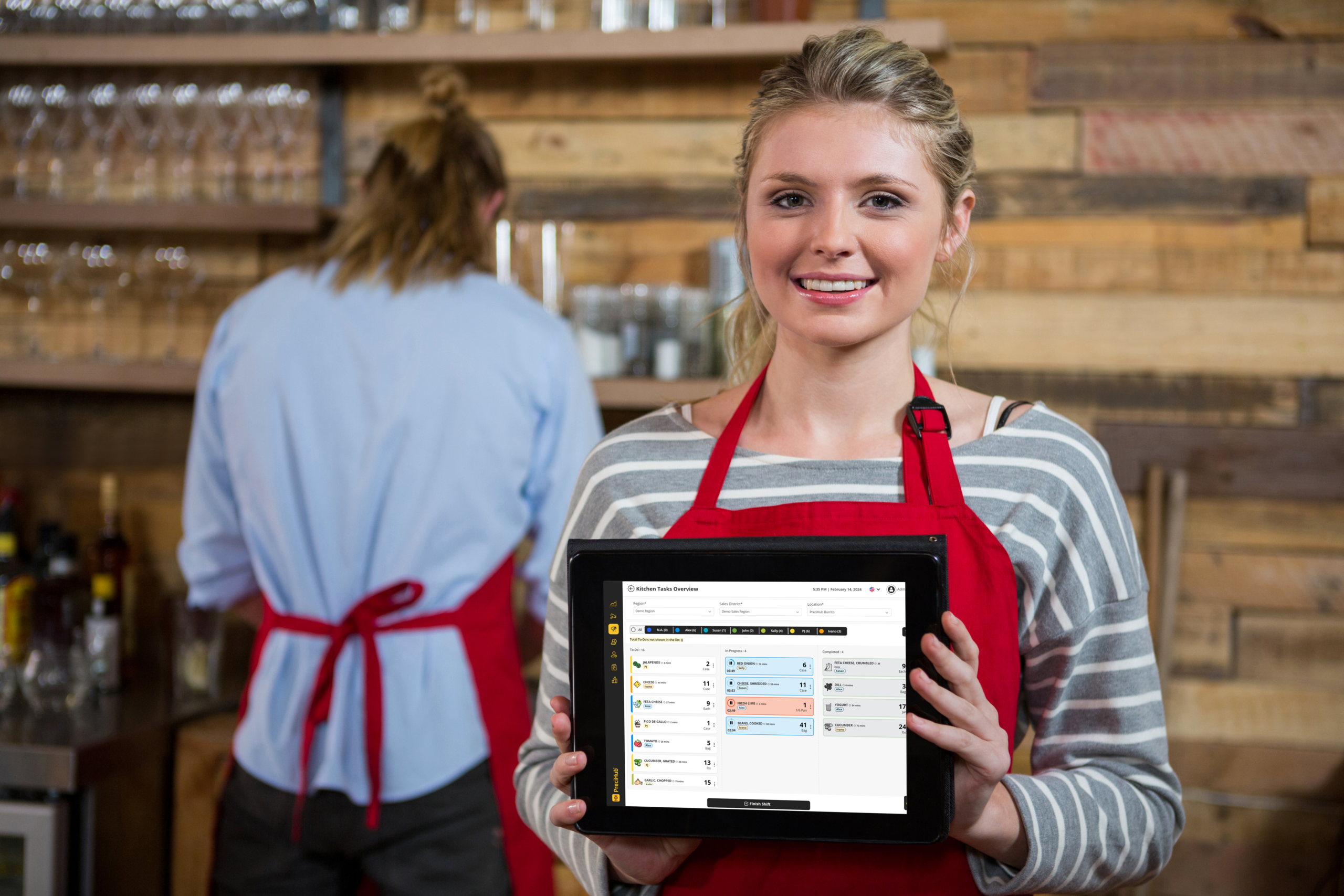 Prep Page Person With Device PreciTaste mockup scaled - PreciTaste | Restaurant AI Software