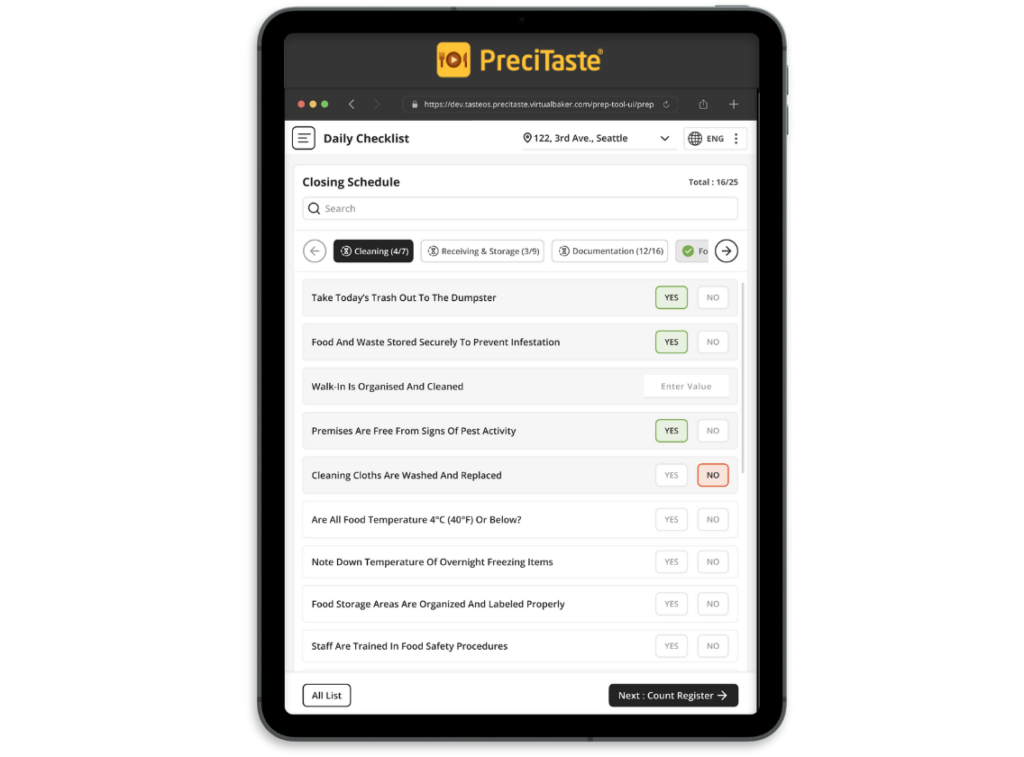 Checklist 1 2 - PreciTaste | Restaurant AI Software
